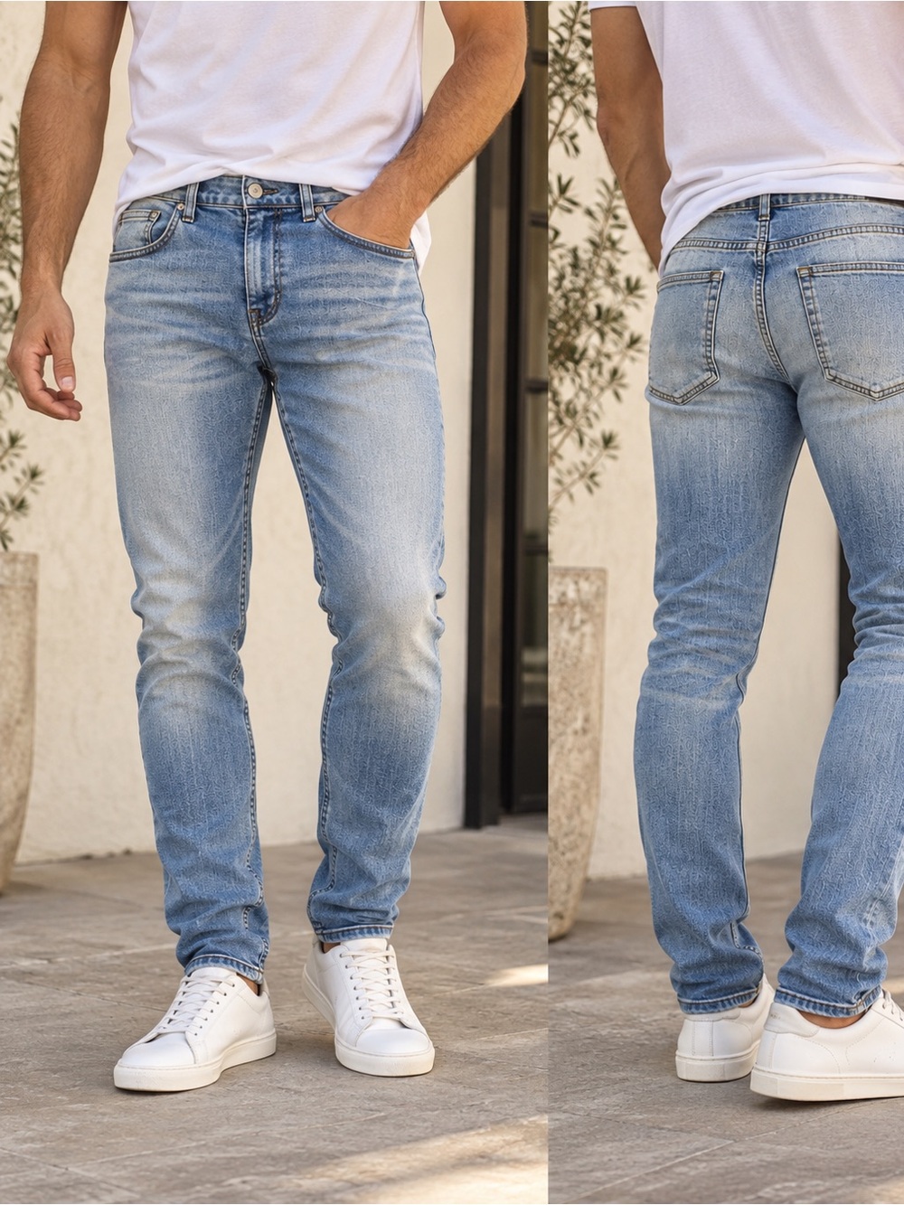 DSTLD Men’s 34x34 Skinny Slim Jeans Light Worn Wash Made in LA